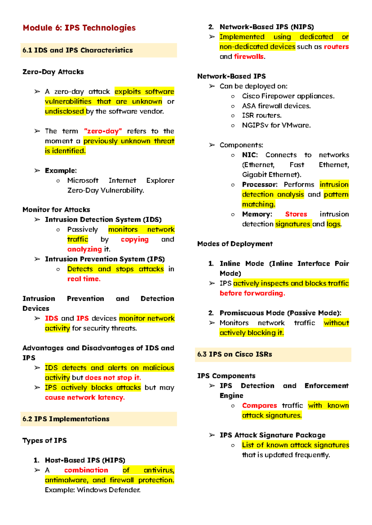 ITEL311 Midterm - IT ELECTIVE REVIEWER/NOTES - Module 6: IPS ...
