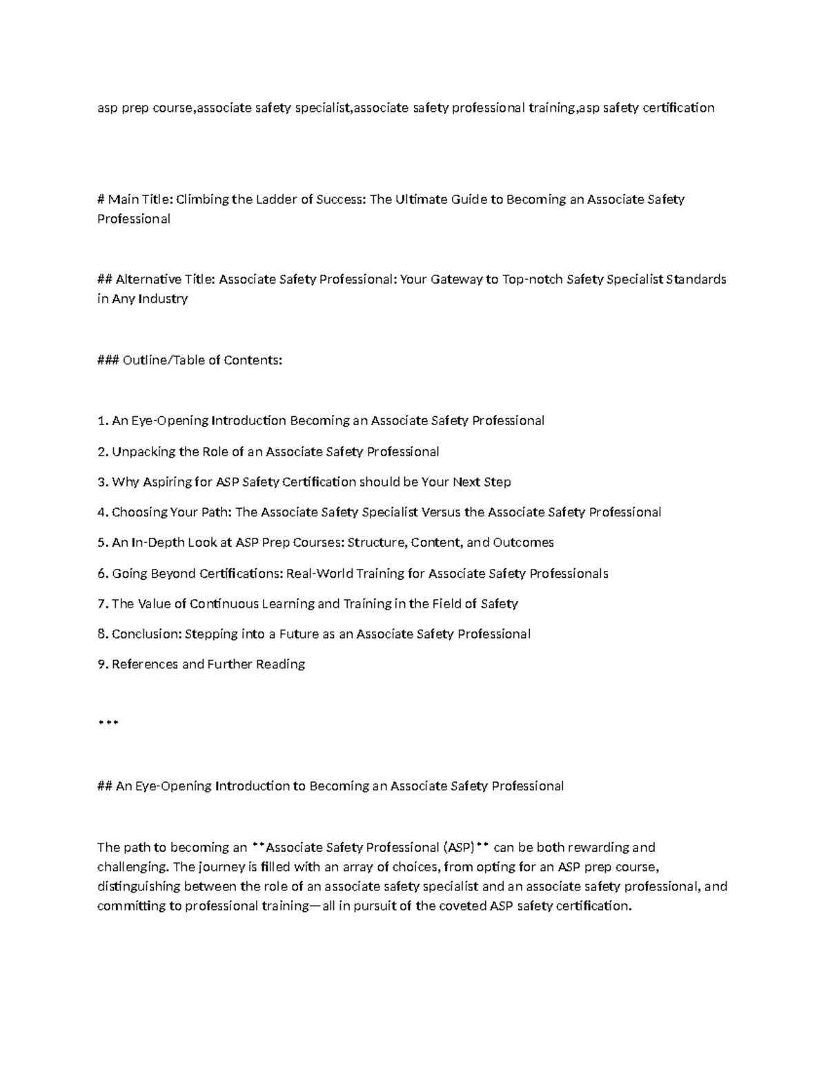 ASP Prep Course: Your Guide to Becoming an Associate Safety ...