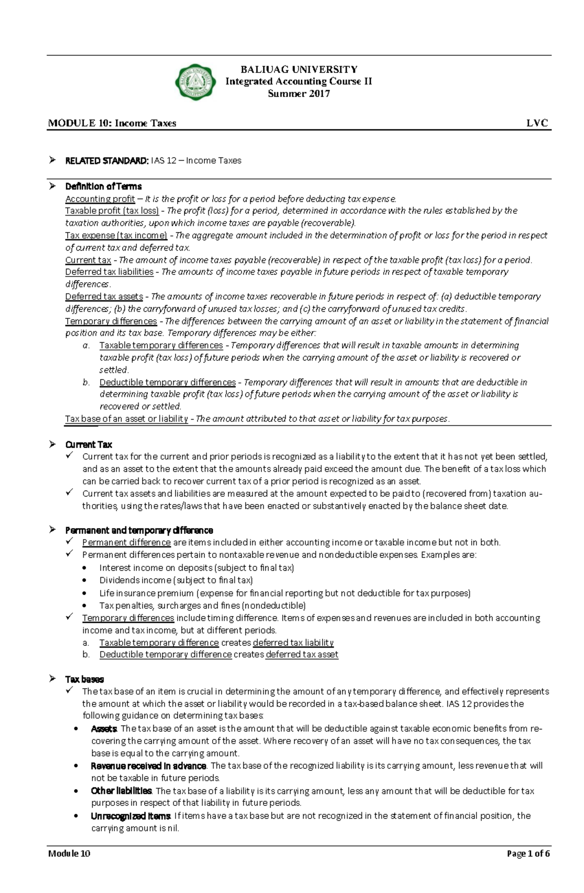 419588242 Module 10: Comprehensive Overview of Income Taxes - Studocu