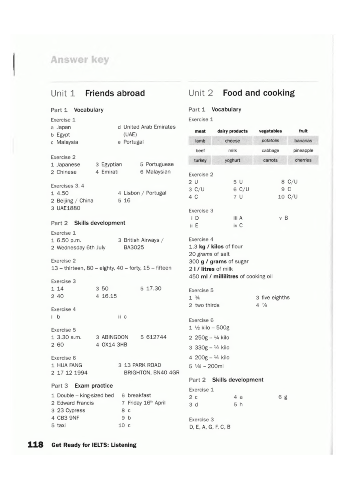 Listening Answer Key - sfasdf - Unit 1 F rie nds a bro a d Part 1 ...