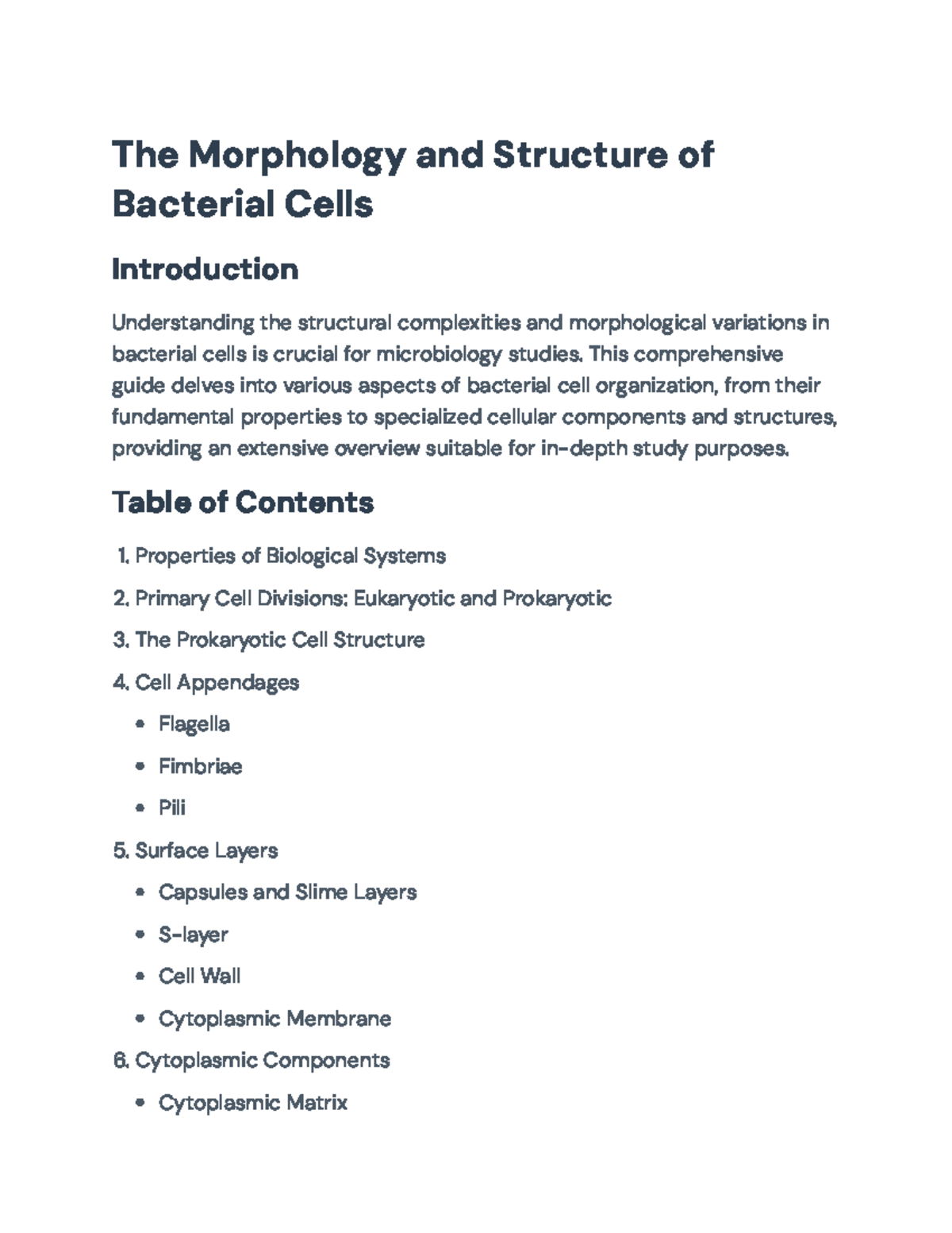 Advanced Study of Bacterial Cell Morphology and Structure (BIO 101 ...
