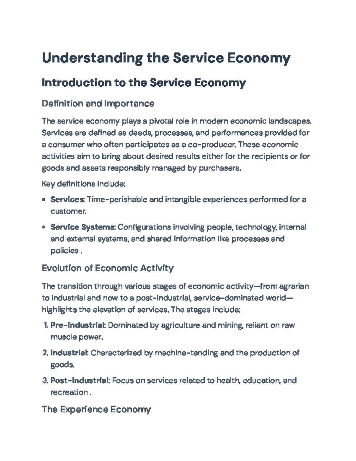 Understanding the Service Economy: Key Concepts and Challenges ...
