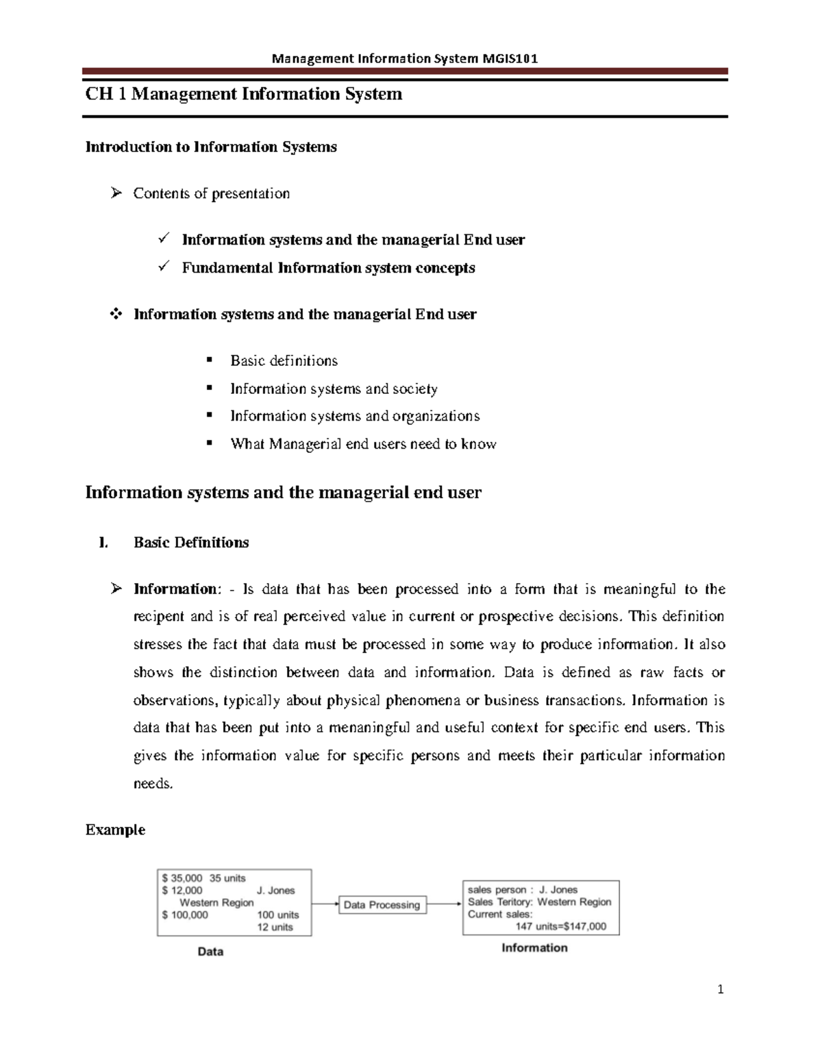Management Information System: CH 1 Overview and Key Concepts - Studocu