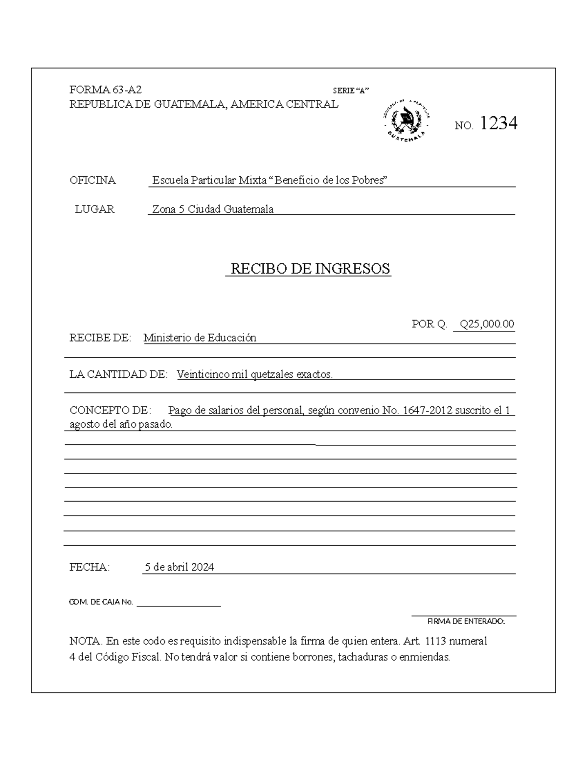 Receipts and Payments - Form 63 - Series A Overview - Studocu