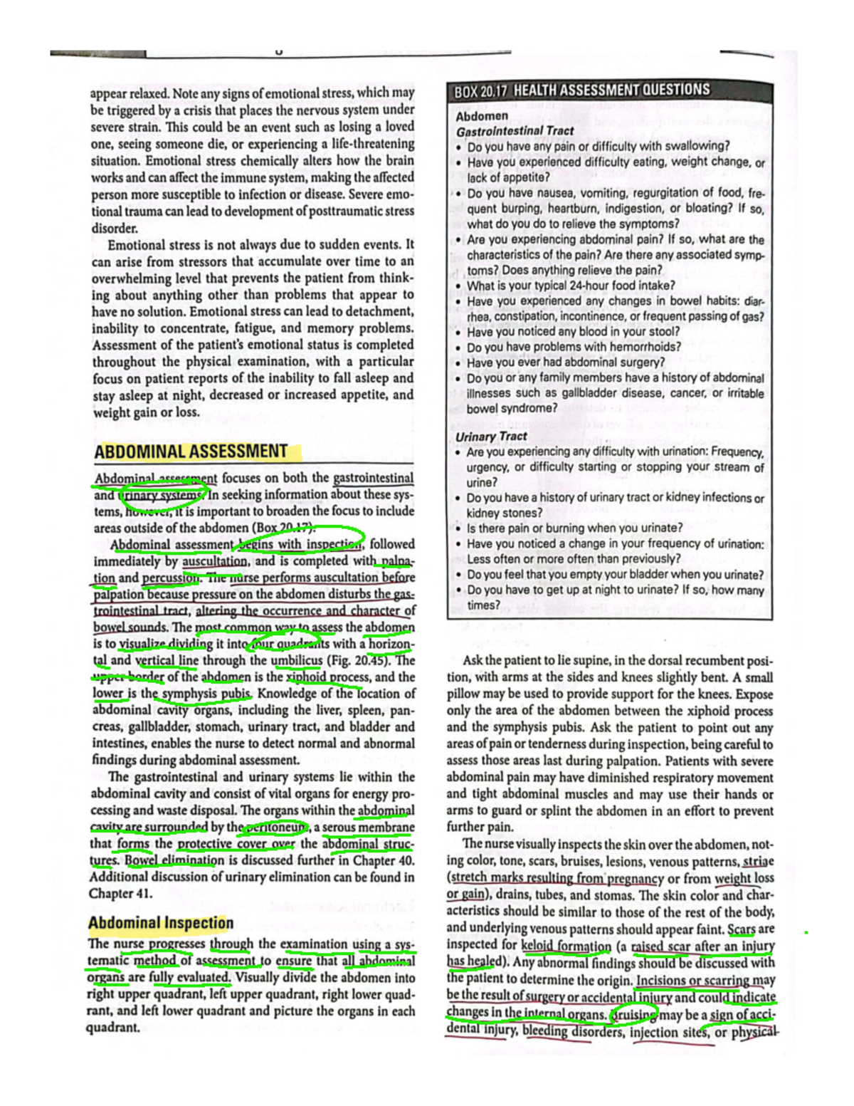 Health Assessment: Emotional Stress & Abdominal Examination (NUR 101 ...