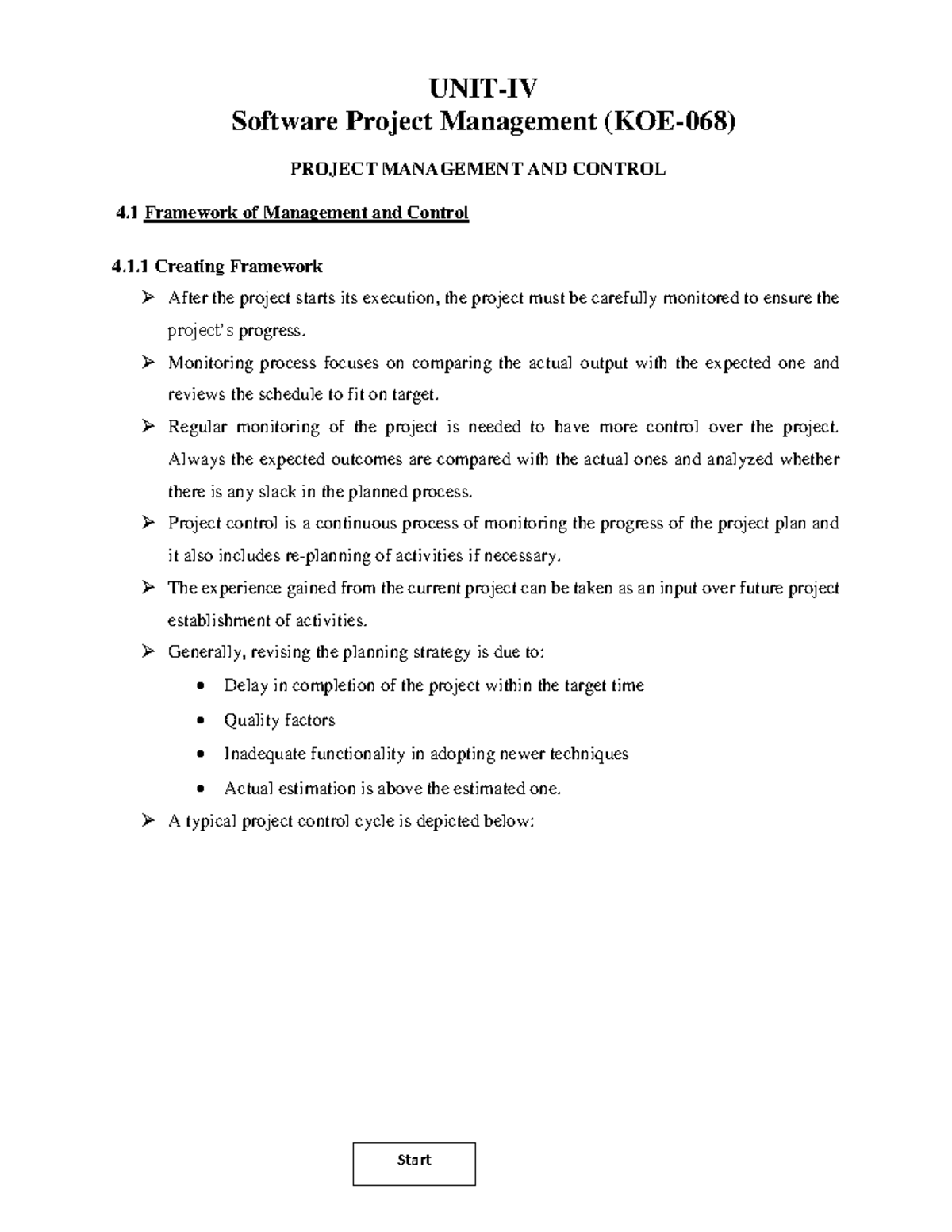 SPM 4: Software Project Management Framework & Control Notes - Studocu
