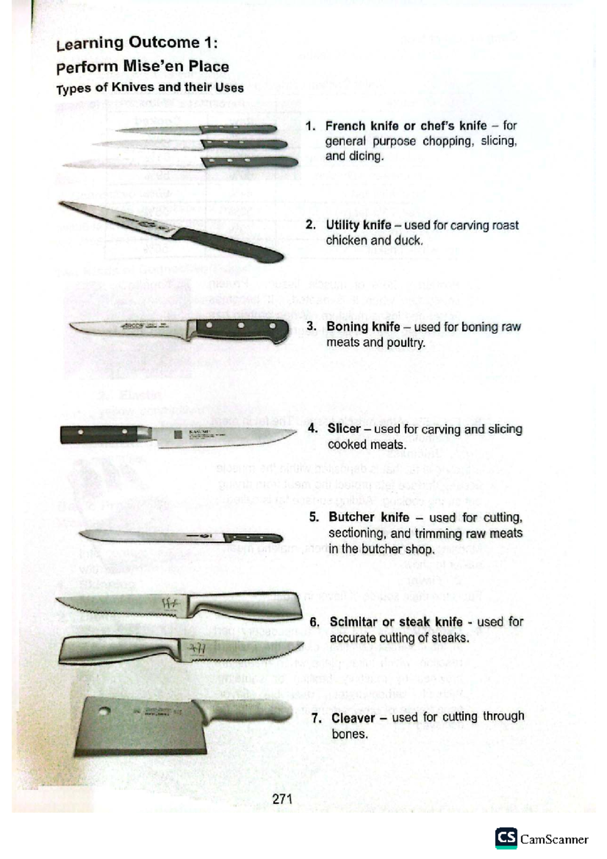 4th Lesson 1: Types of Knives and Meat Composition CS - Studocu