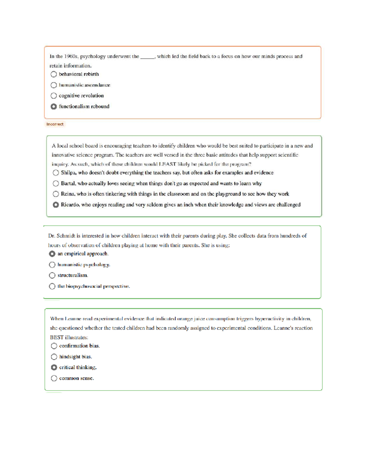 Psychology 101: Post Test Practice Questions and Answers - Studocu