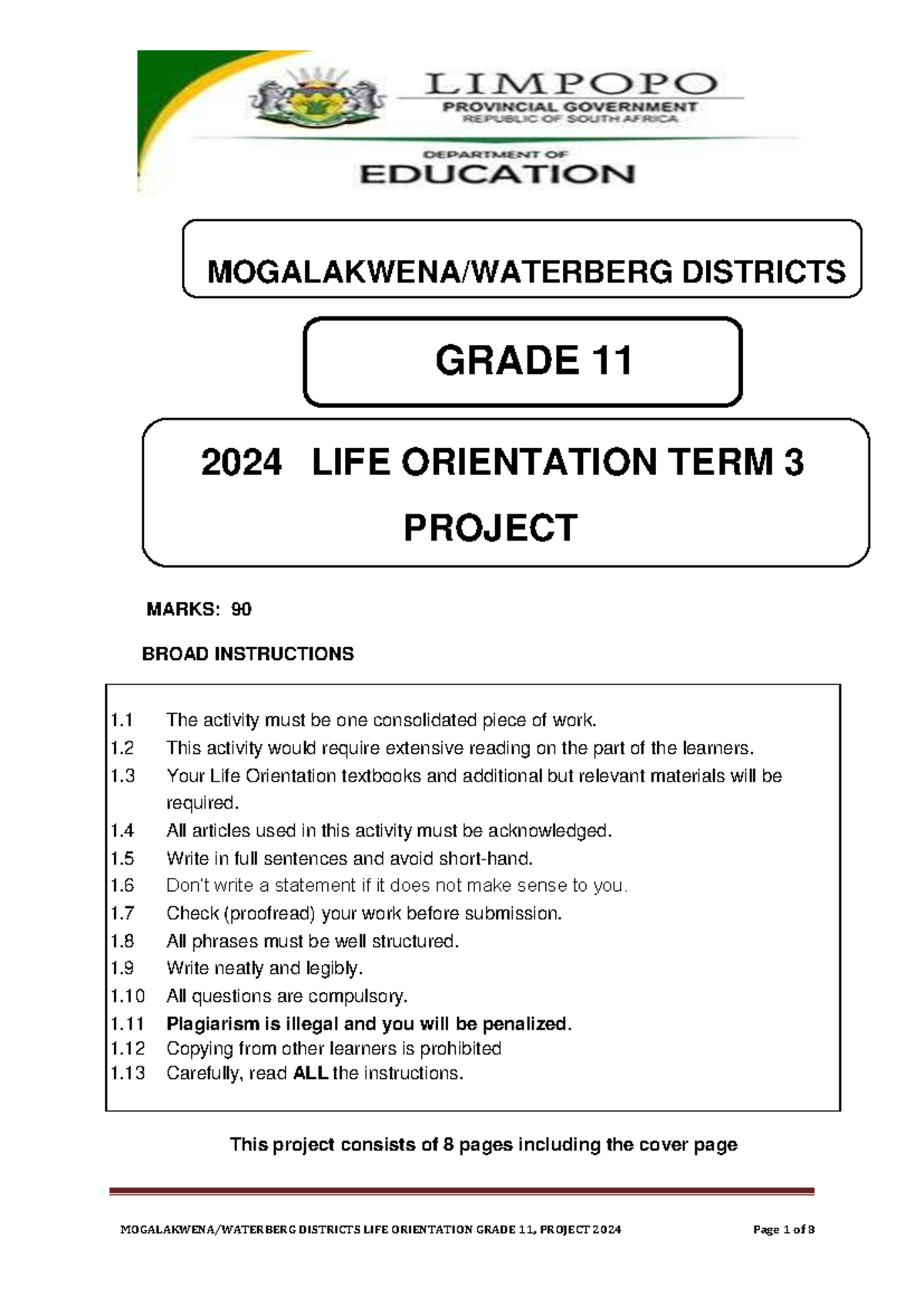 Grade 11 LO 2024 Final Project: Addressing Youth Risk Behaviours - Studocu