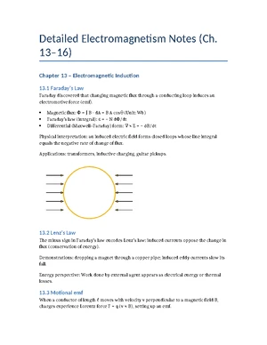 Electromagnetic Induction - Study Notes & Assignments - Studocu