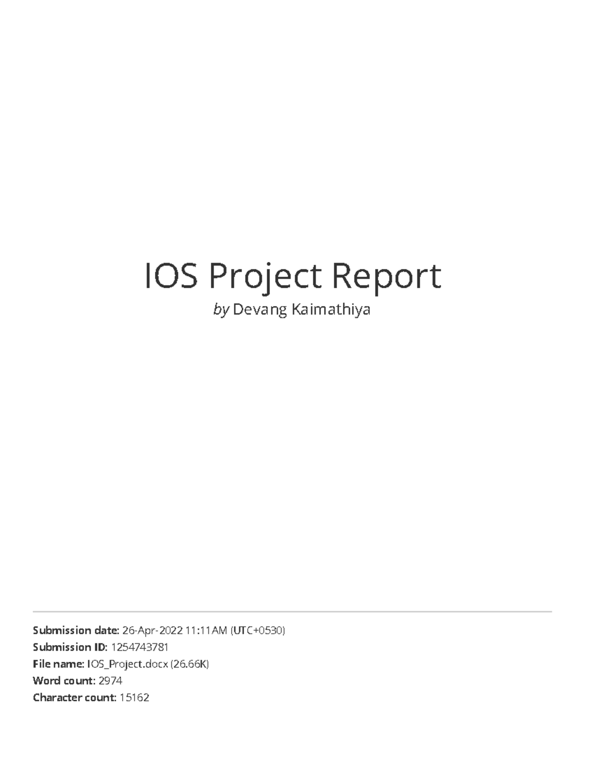 IOS Project Report - very good - IOS Project Report by Devang ...