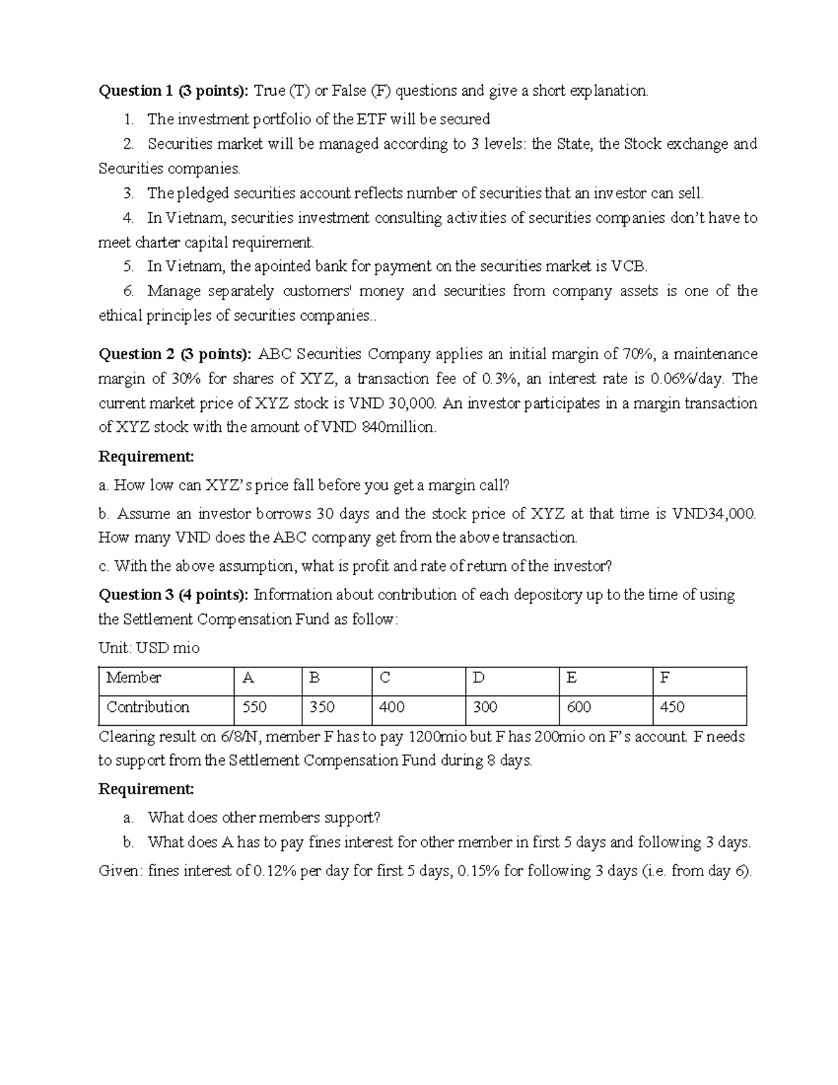 Test - Midterm Exam: True/False Questions & Calculations - Studocu