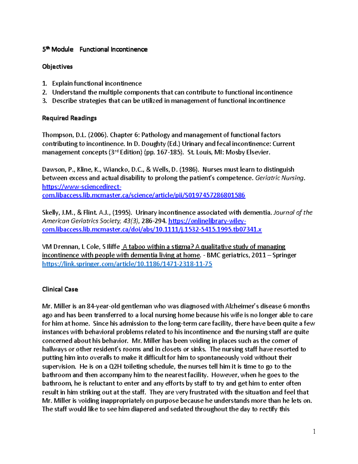 5th module Functional UI - 1 5 th Module Functional Incontinence ...