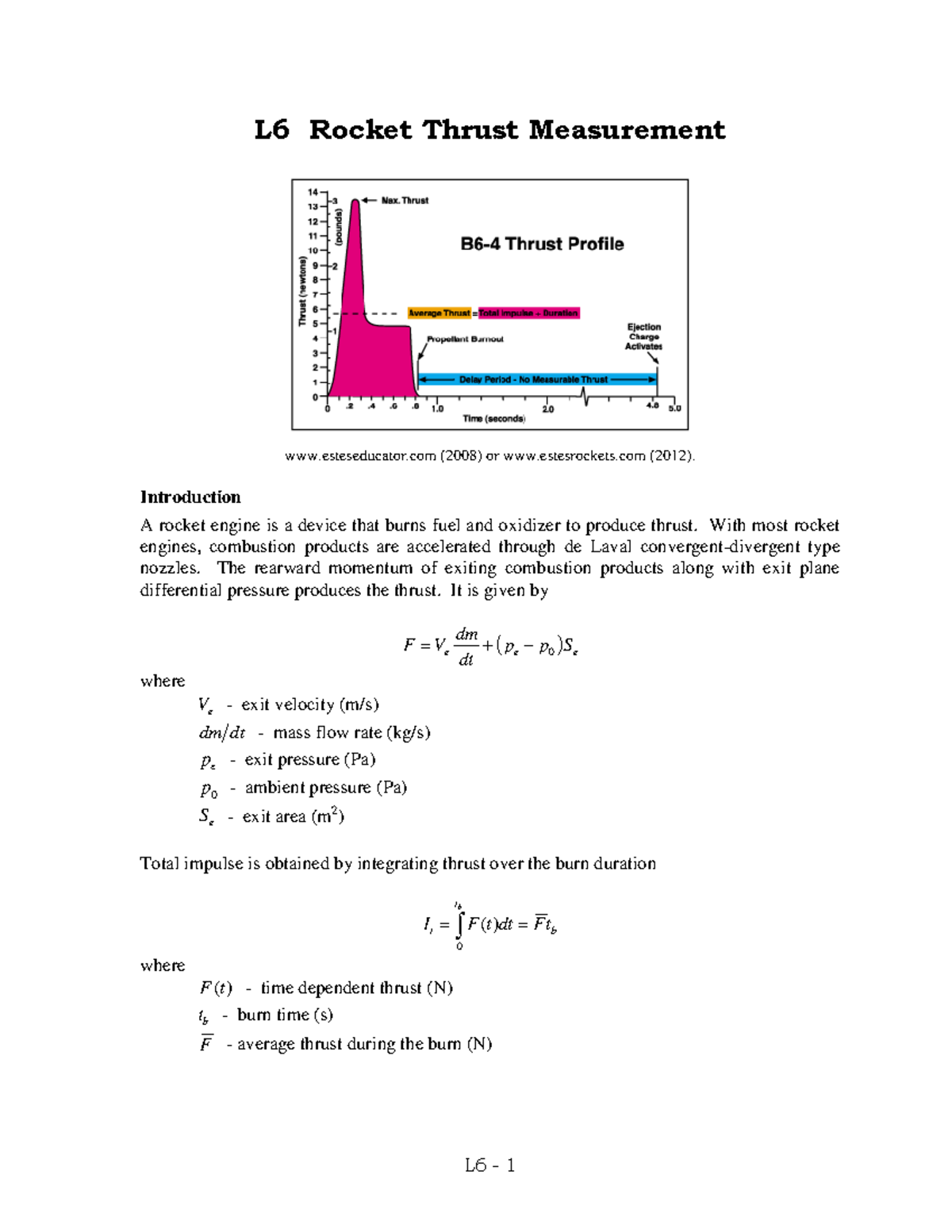 Lab Manual: Rocket Thrust Measurement, Calibration & Data Analysis (AE ...