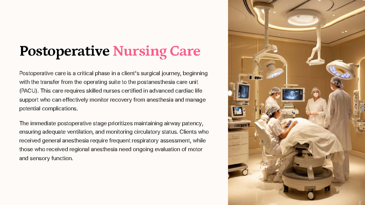 Postoperative Nursing Care: Key Considerations and Protocols - Studocu