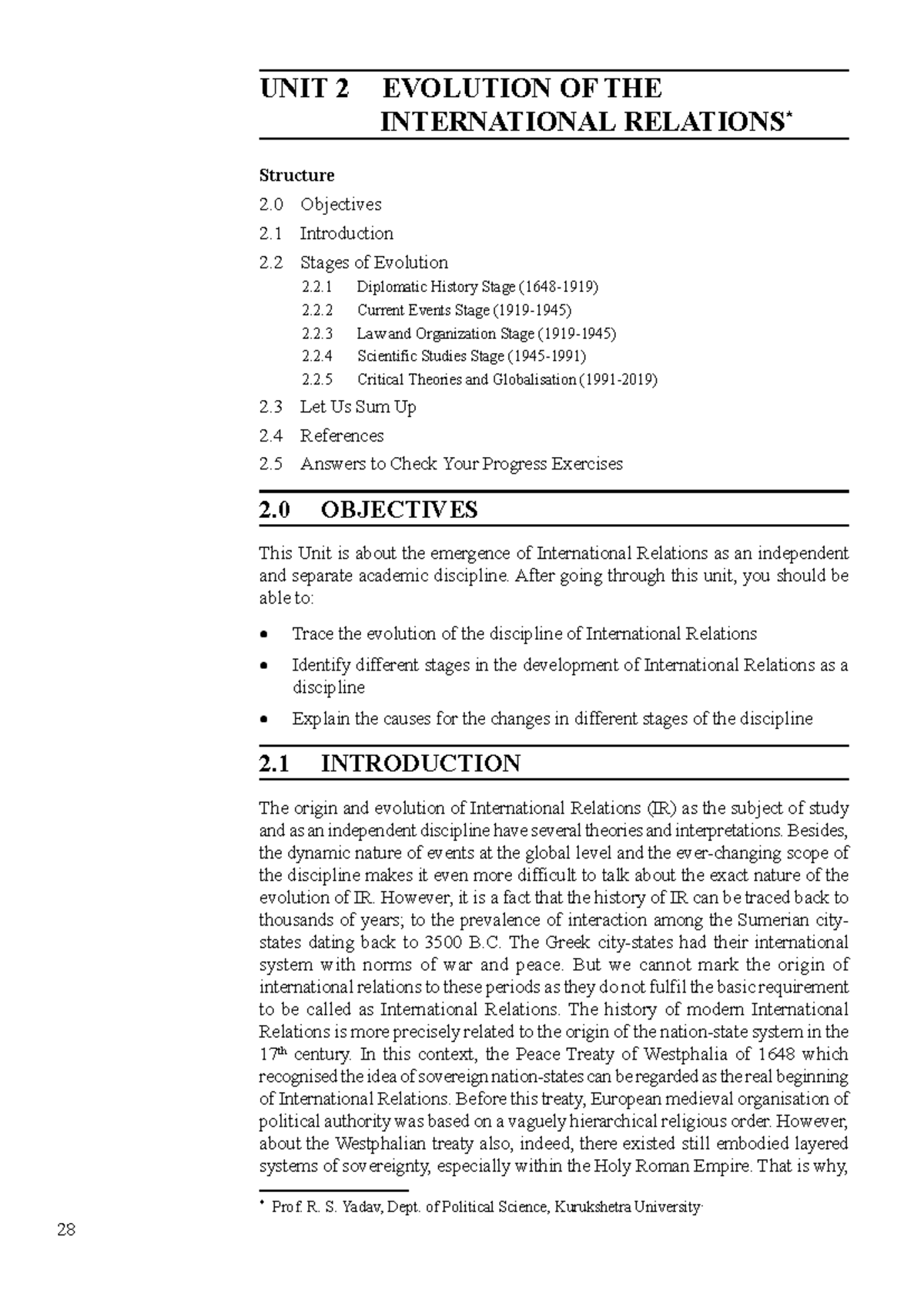 Unit-2: Analyzing the Evolution of International Relations - Studocu