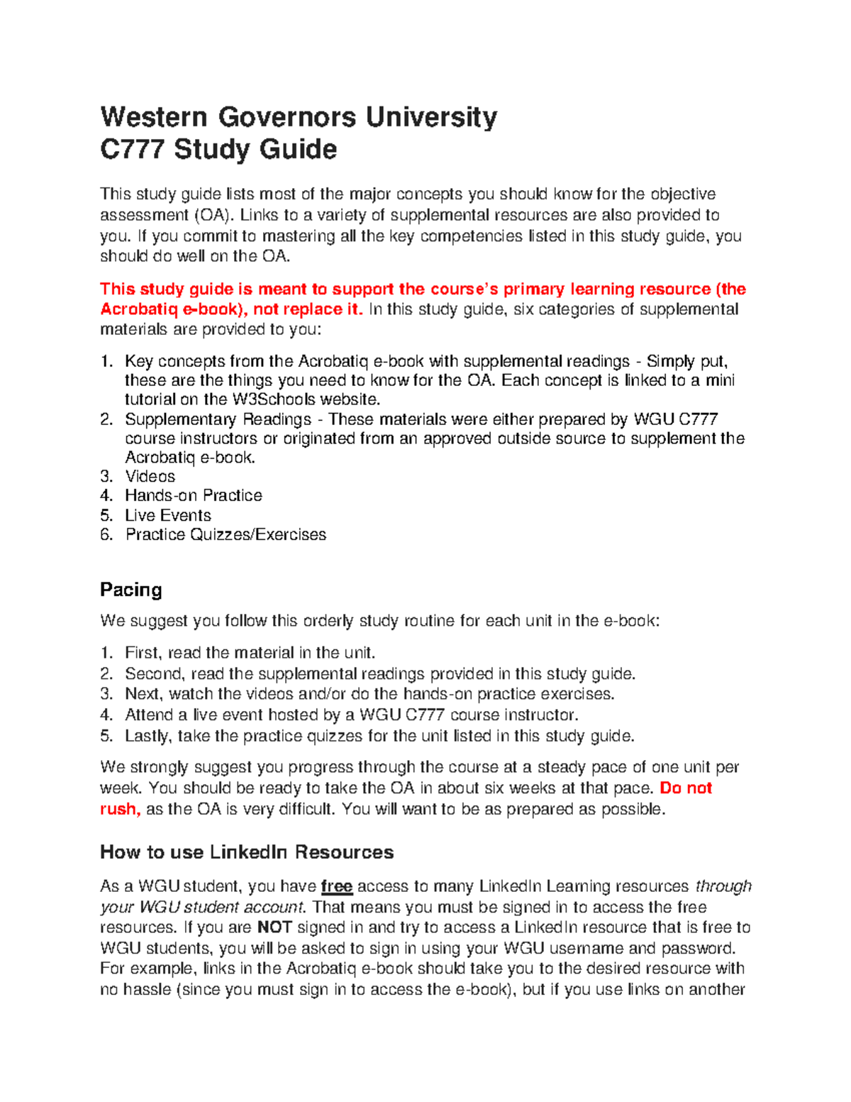 C777 Study Guide: Key Concepts for Objective Assessment - Studocu