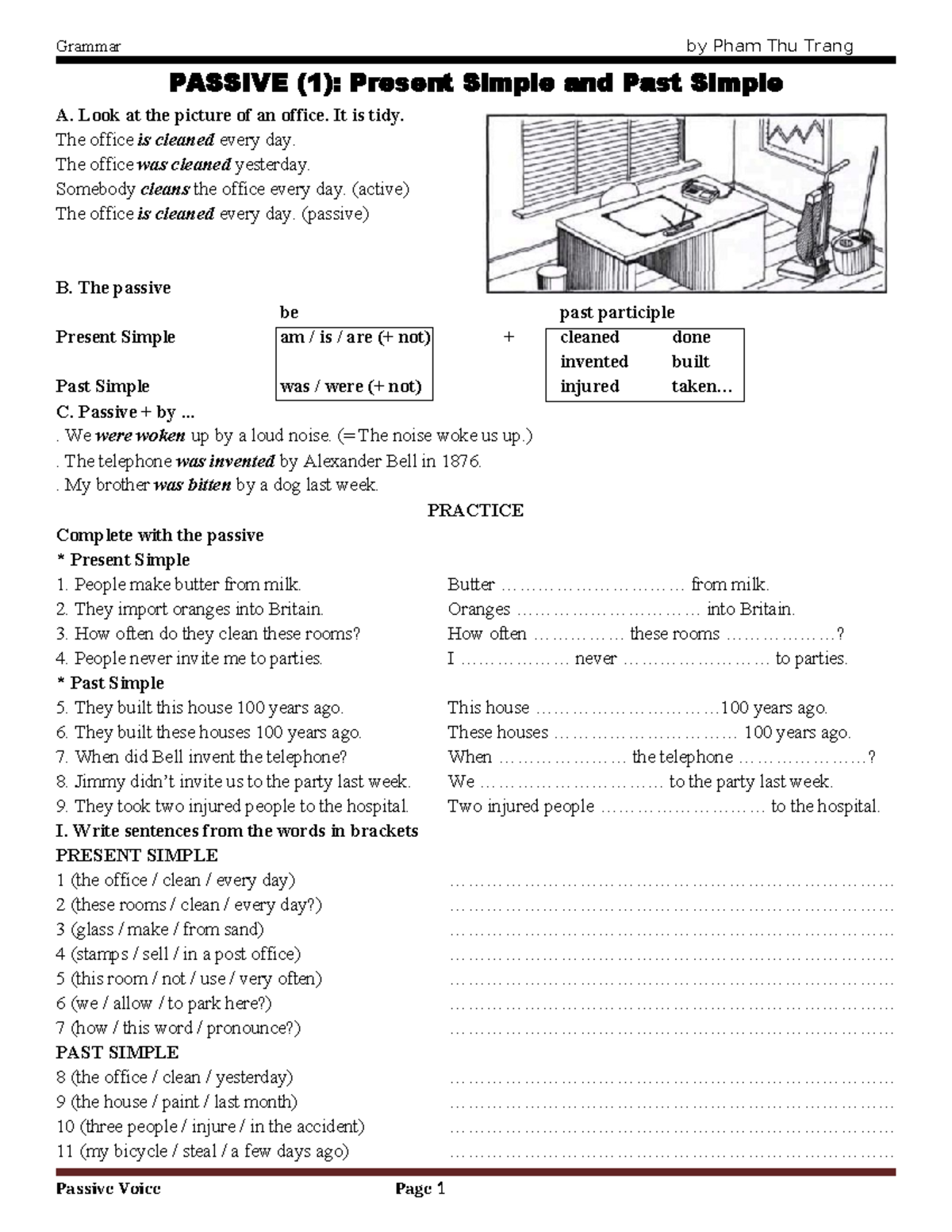 Passive Voice - CB (1): Present & Past Simple Grammar Notes - Studocu
