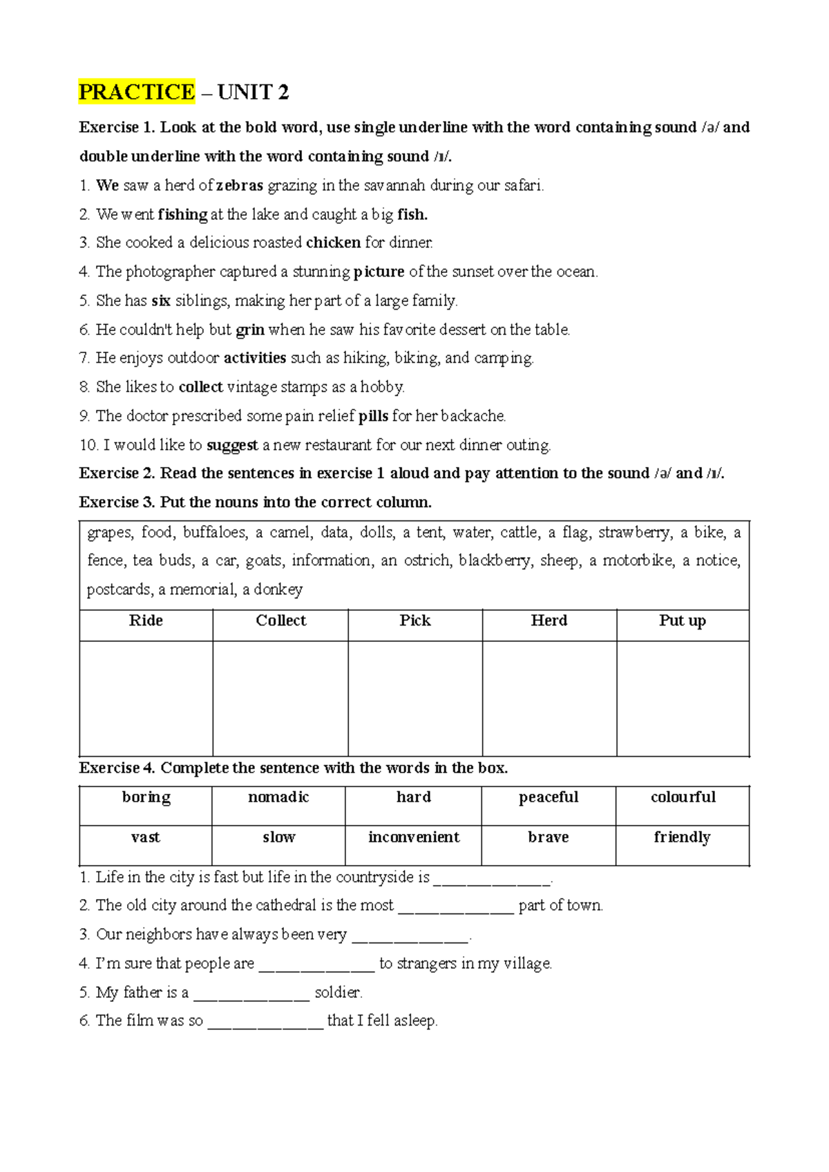 UNIT 2 - Practice Exercises for English Language Skills - Studocu