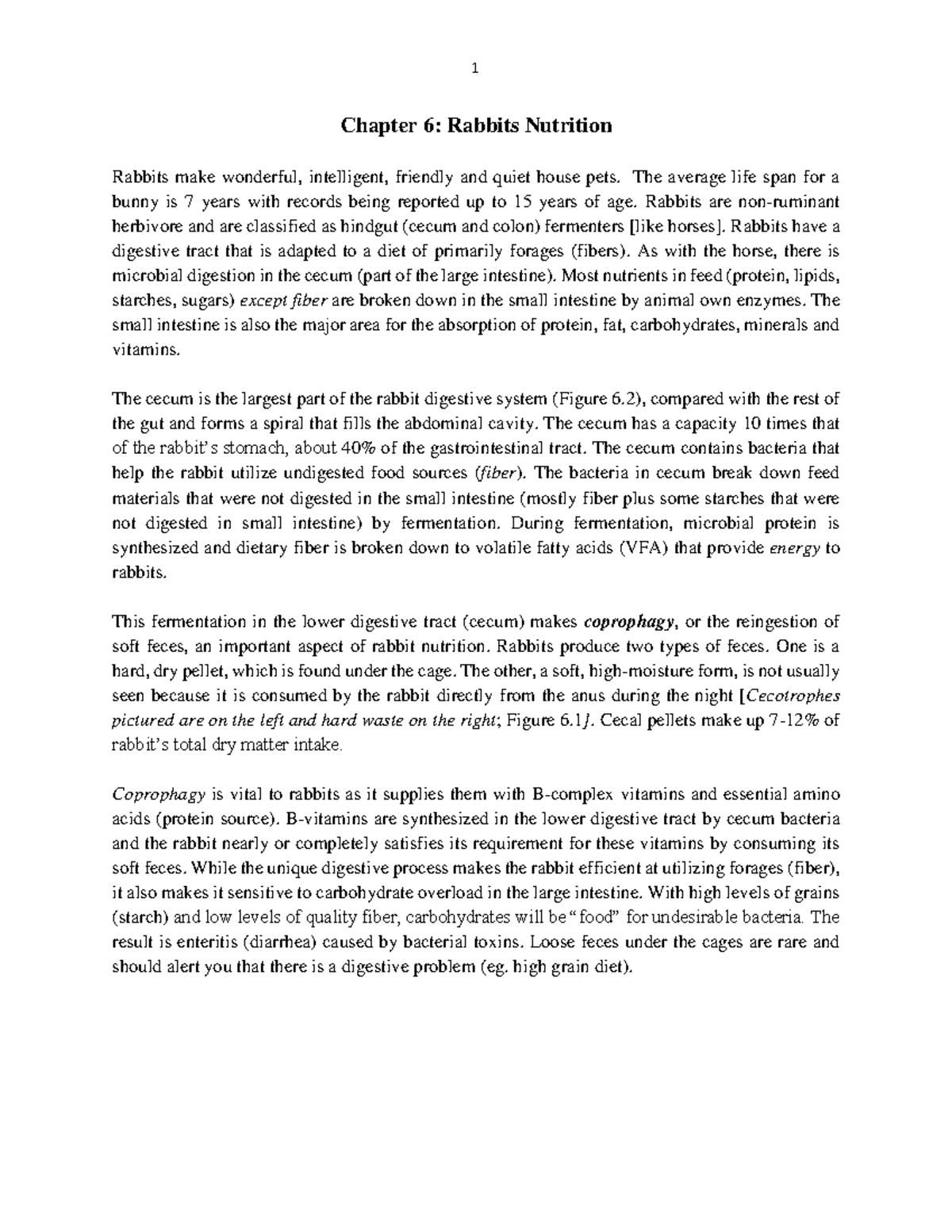 Chapter 6: Rabbit Nutrition Insights for Exam-3 - Studocu
