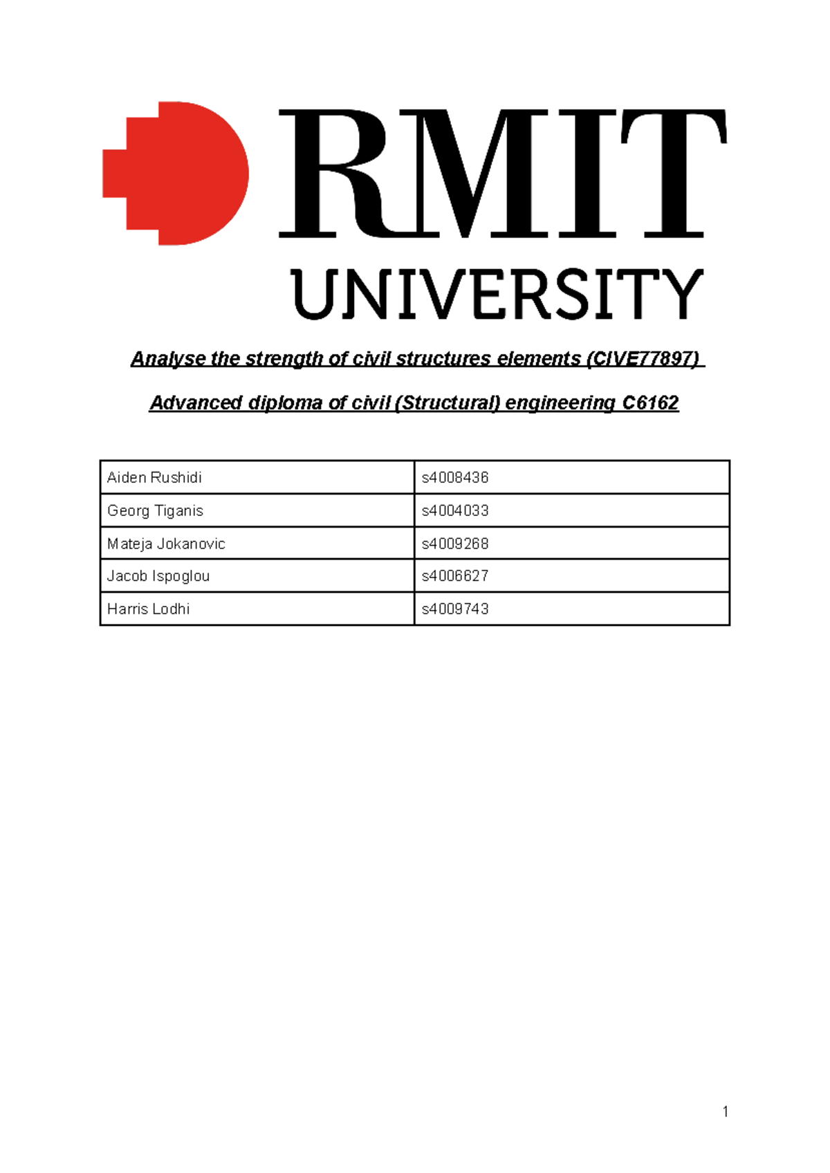 CIVE77897 Civil Structural Elements Design Project Analysis - Studocu