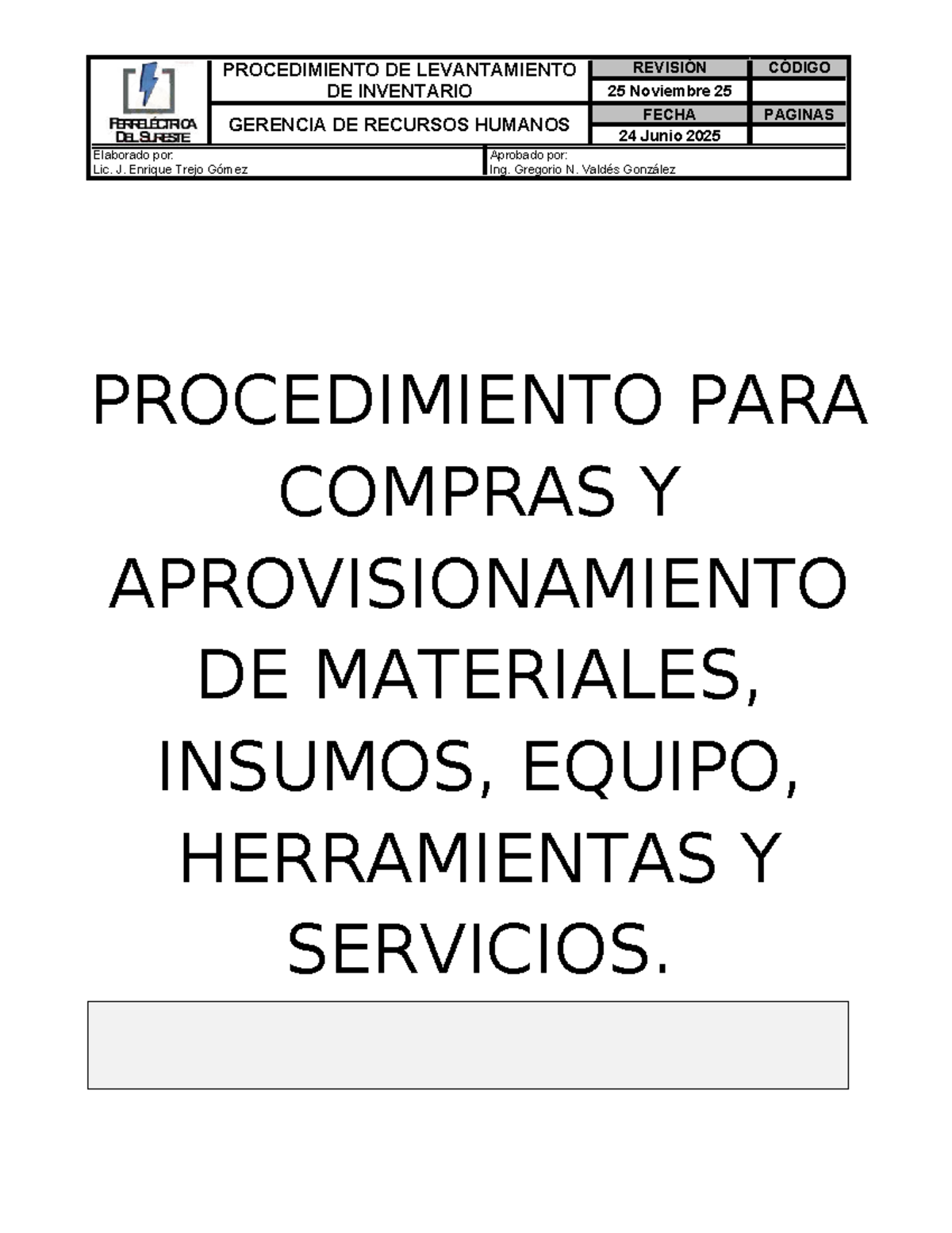 Procedimiento de Levantamiento de Inventario y Compras - Recursos ...