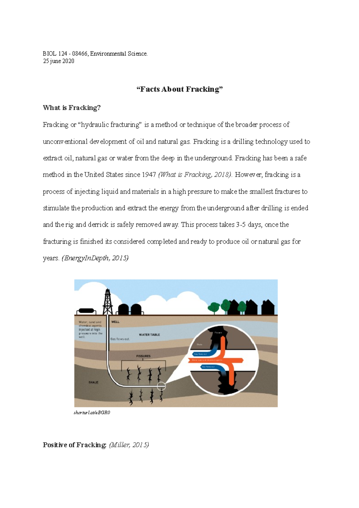 Aspects of Fracking - BIOL 124 - 08466, Environmental Science. 25 june ...