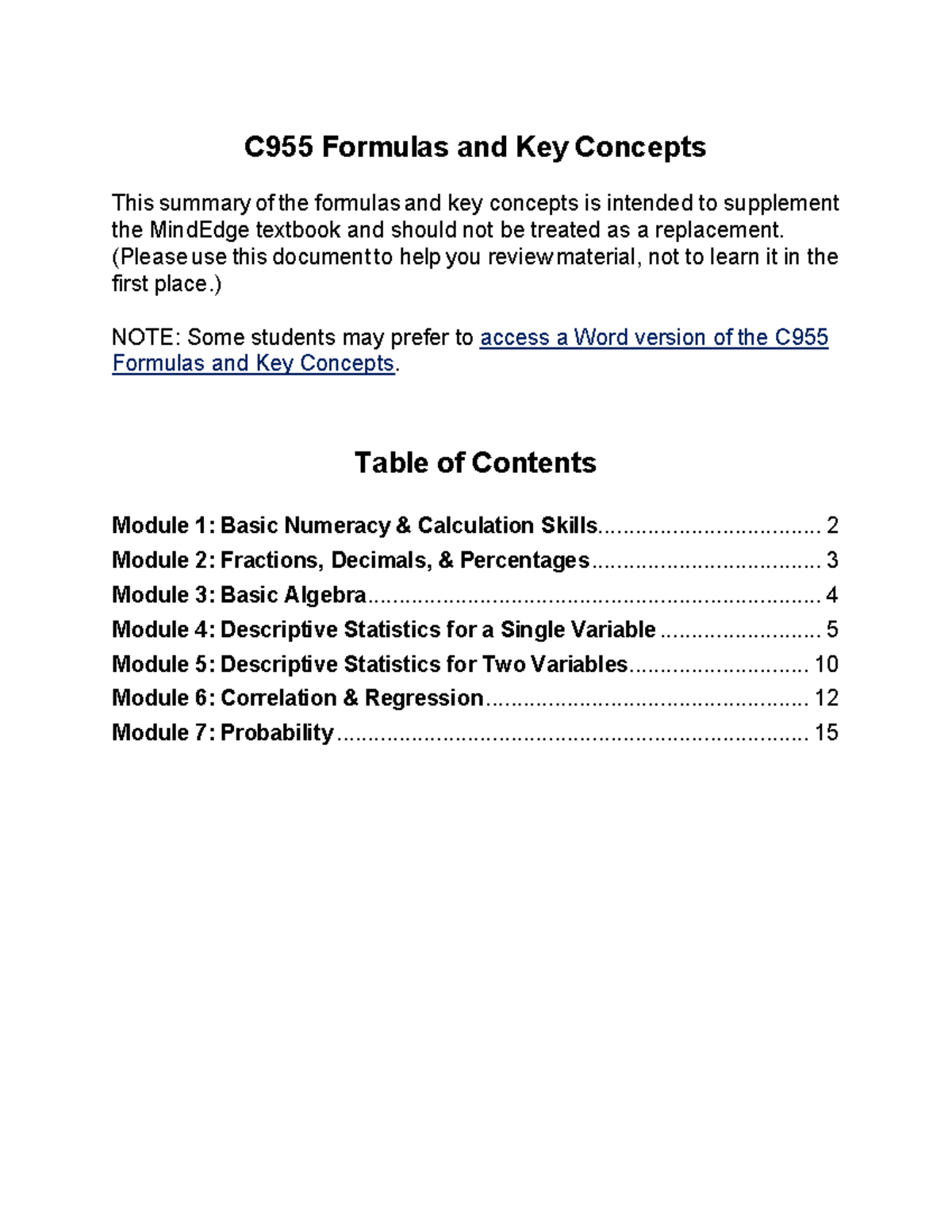 C955 Formulas & Key Concepts Summary for Review - Studocu