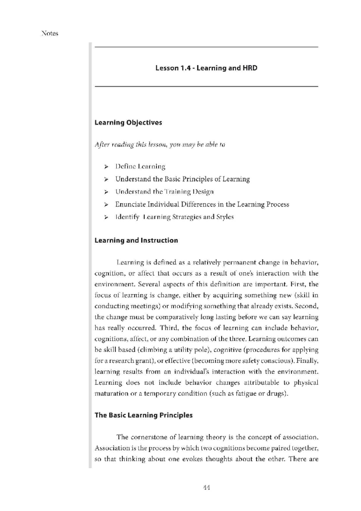HRD 4: Lesson 1.4 - Learning Principles and Training Design Notes - Studocu