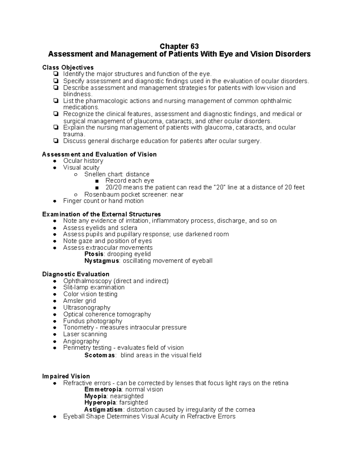 NURS332 - MedSurg Chapter 63 - Chapter 63 Assessment and Management of ...