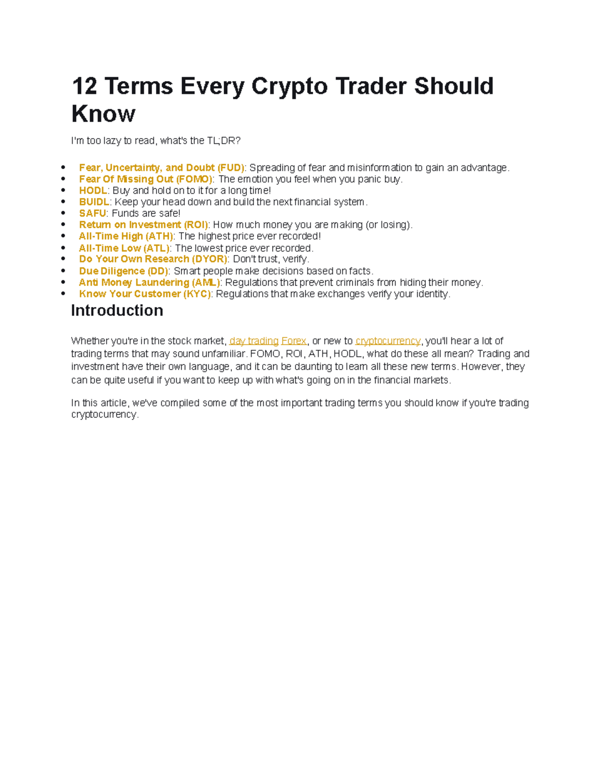 Crypto Trading Vocabulary: 12 Key Terms Every Trader Must Know - Studocu