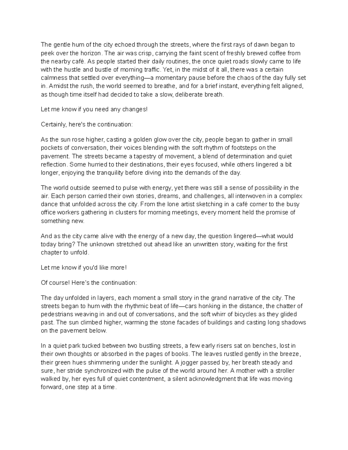 Untitled document-1 - Extended story sample. - The gentle hum of the ...