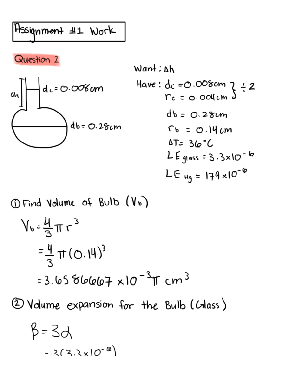 Assignment #1 Work - Volume Calculations and Equations - Studocu