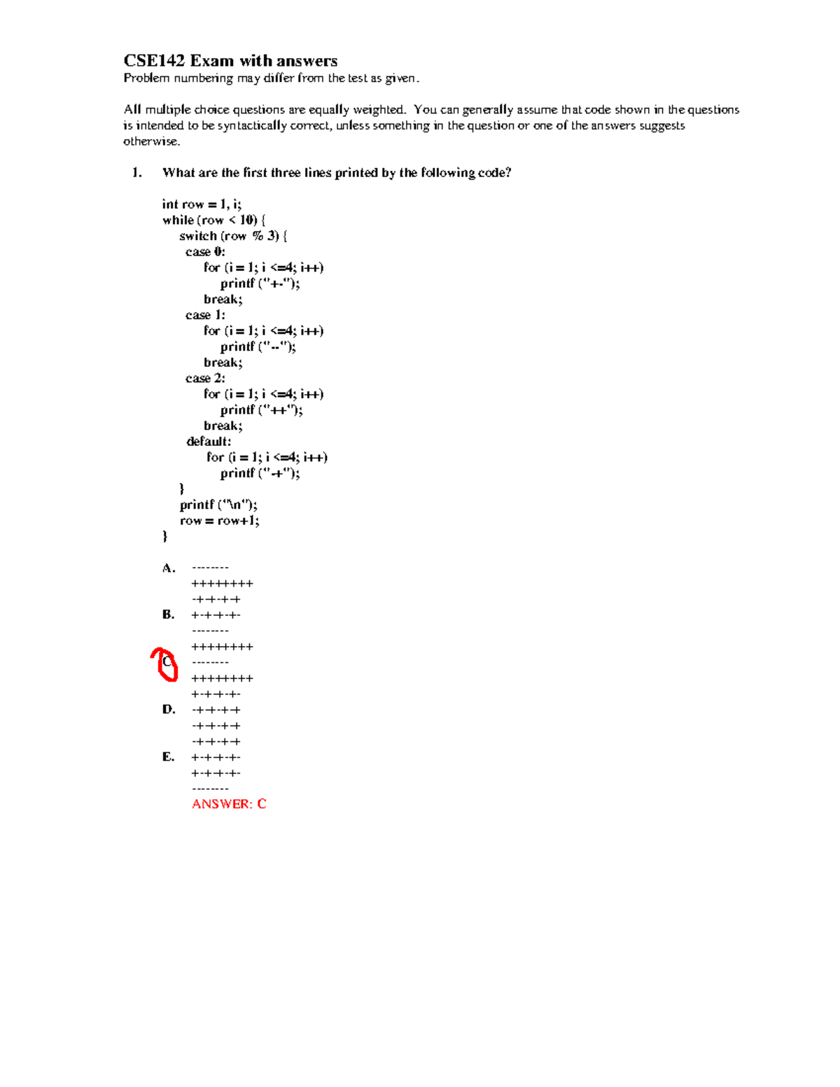 CSE142 Final Exam Solutions and Explanations - Studocu