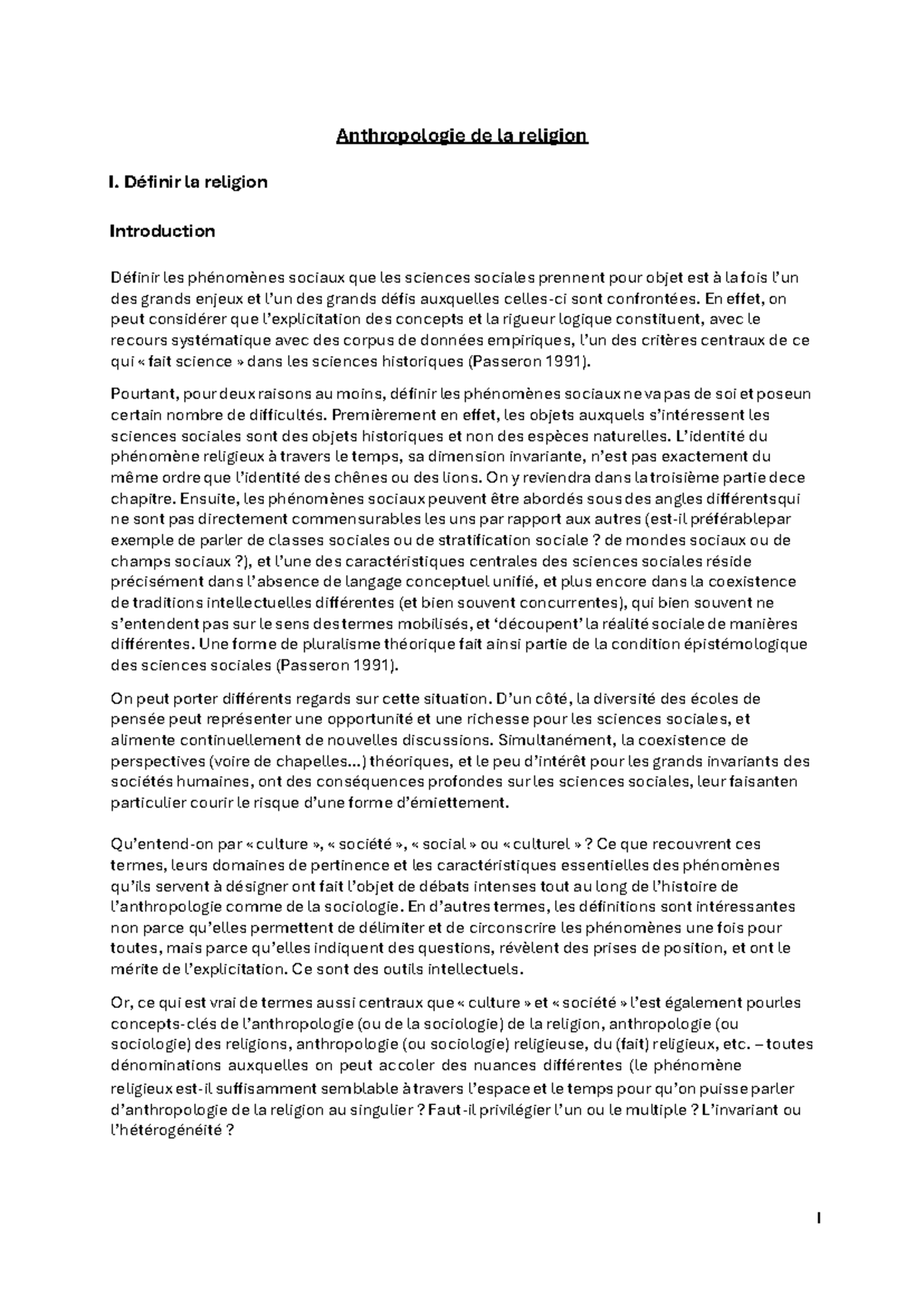 Cours complet - Anthropologie de la Religion : Définition et Méthodes ...