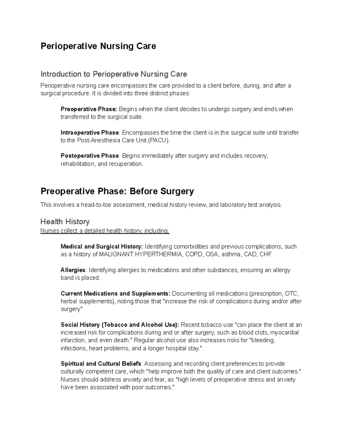 NUR 101: Perioperative Nursing Care Study Guide for Quiz 7 - Studocu