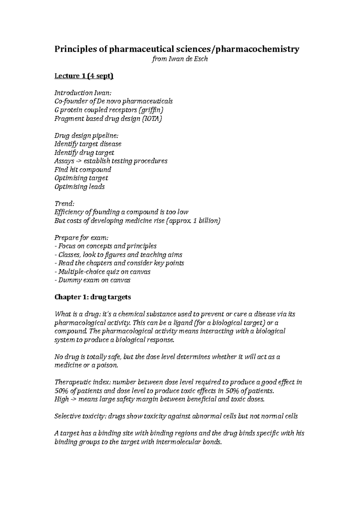 Pharmaceutical Sciences Principles - Lecture Notes & Exam Prep (PHSC101 ...
