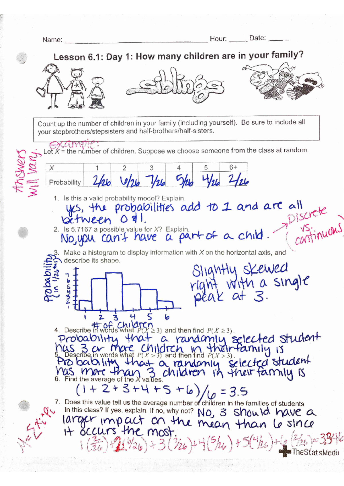 AP Stats - Lesson 6: Discrete Random Variables and Probabilities - Studocu