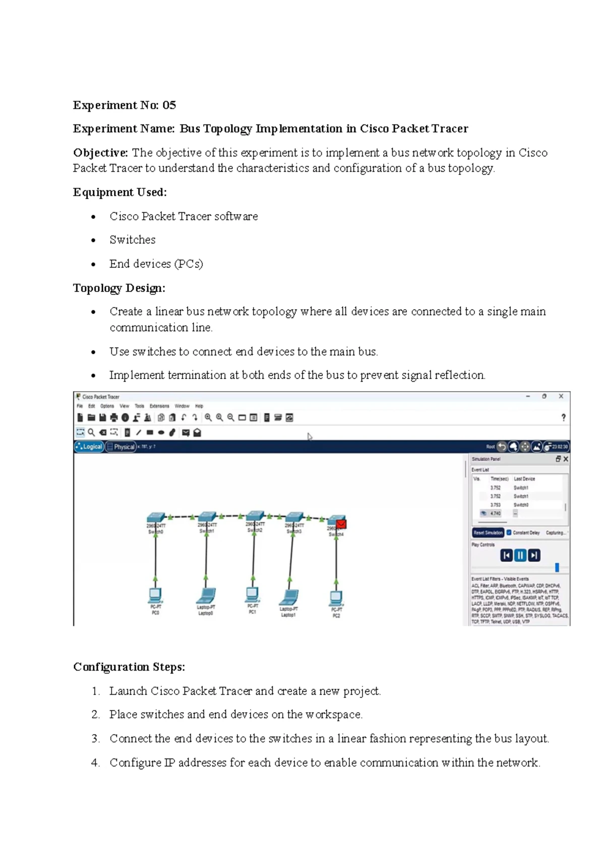 Lab 06: Star Topology Implementation Using Cisco Packet Tracer - Studocu