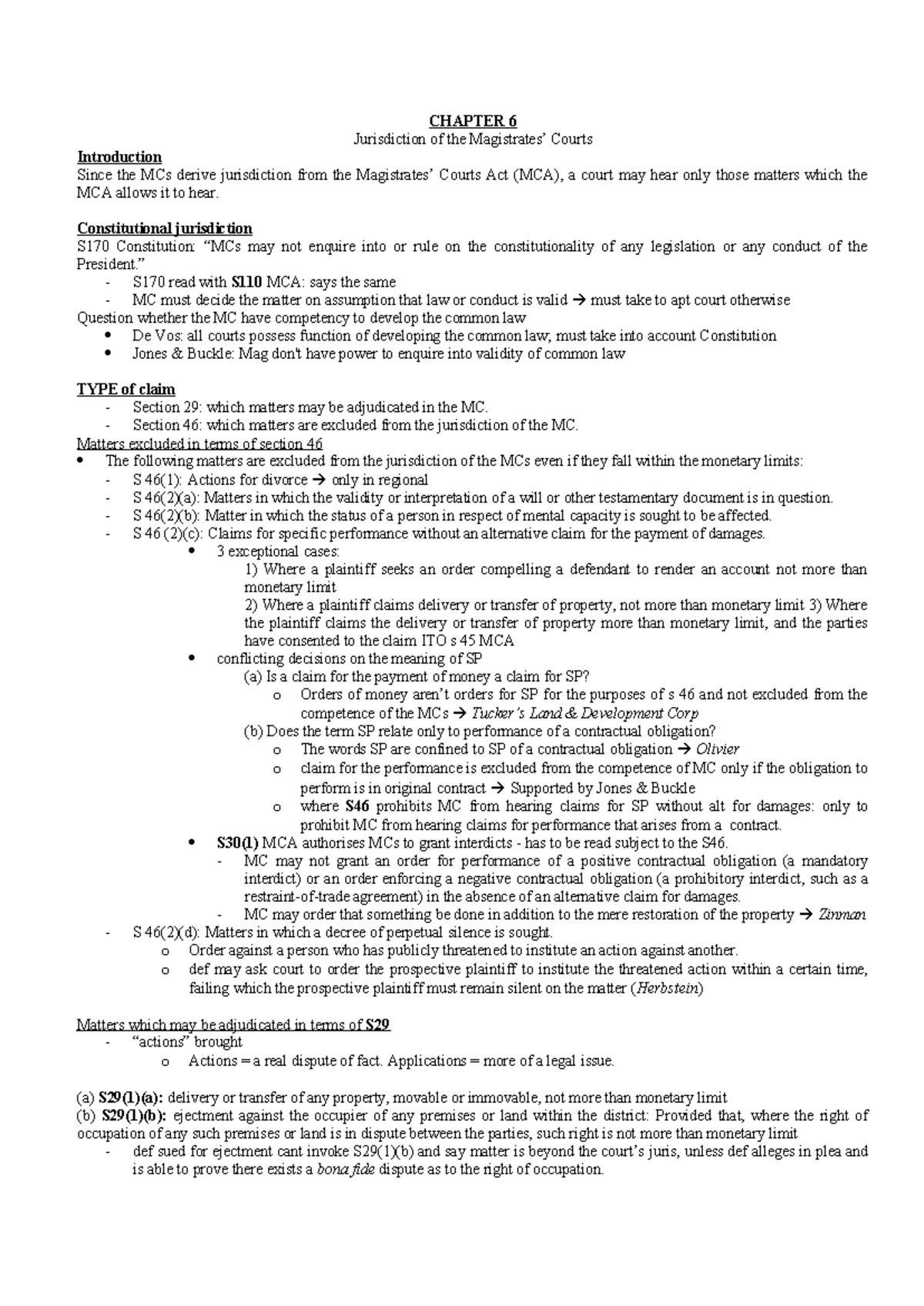 Chapter 4 Summary: Civil Procedure Notes for Exam Prep (CIV 101) - Studocu