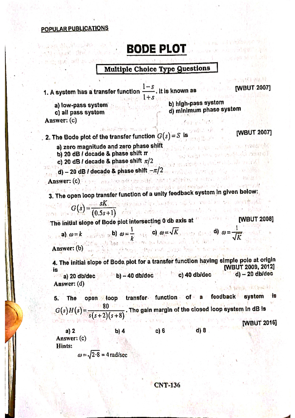 Control System Bode Plot Analysis and Applications - Studocu