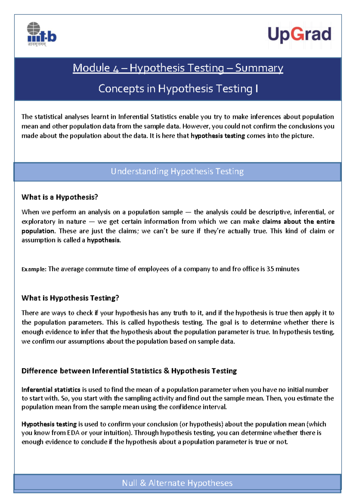 Module 4: Hypothesis Testing Concepts and Applications - Studocu