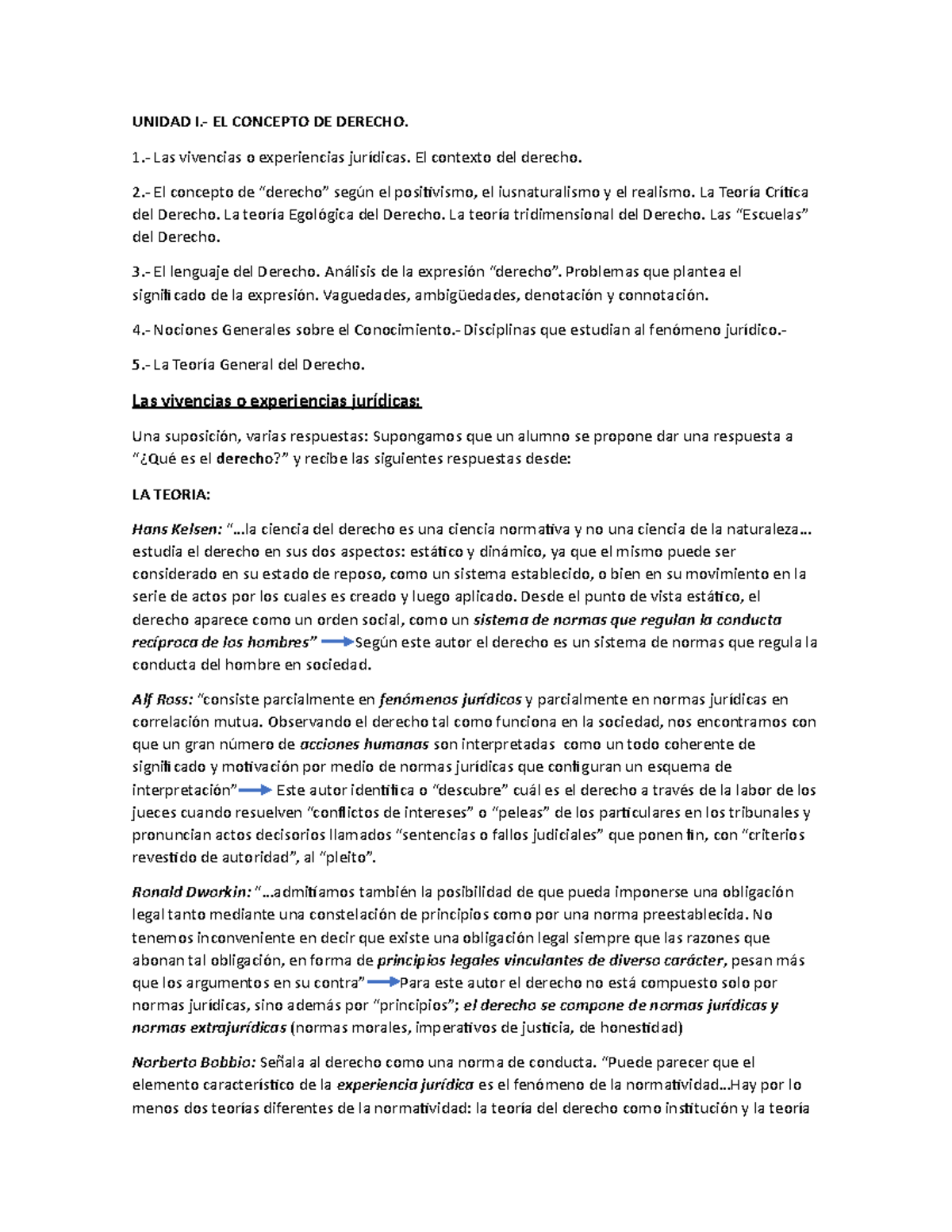 Unidad I y II: Conceptos Fundamentales del Derecho y Teorías Jurídicas ...