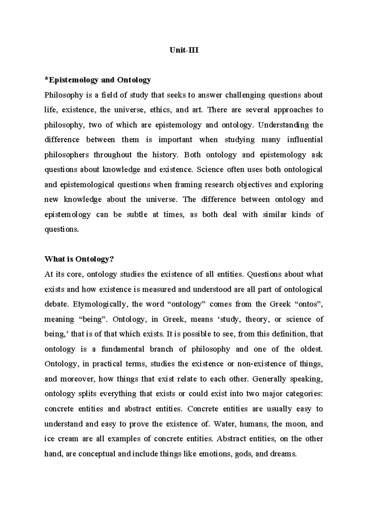 Epistemology and Ontology: Exploring Existence and Knowledge - Studocu