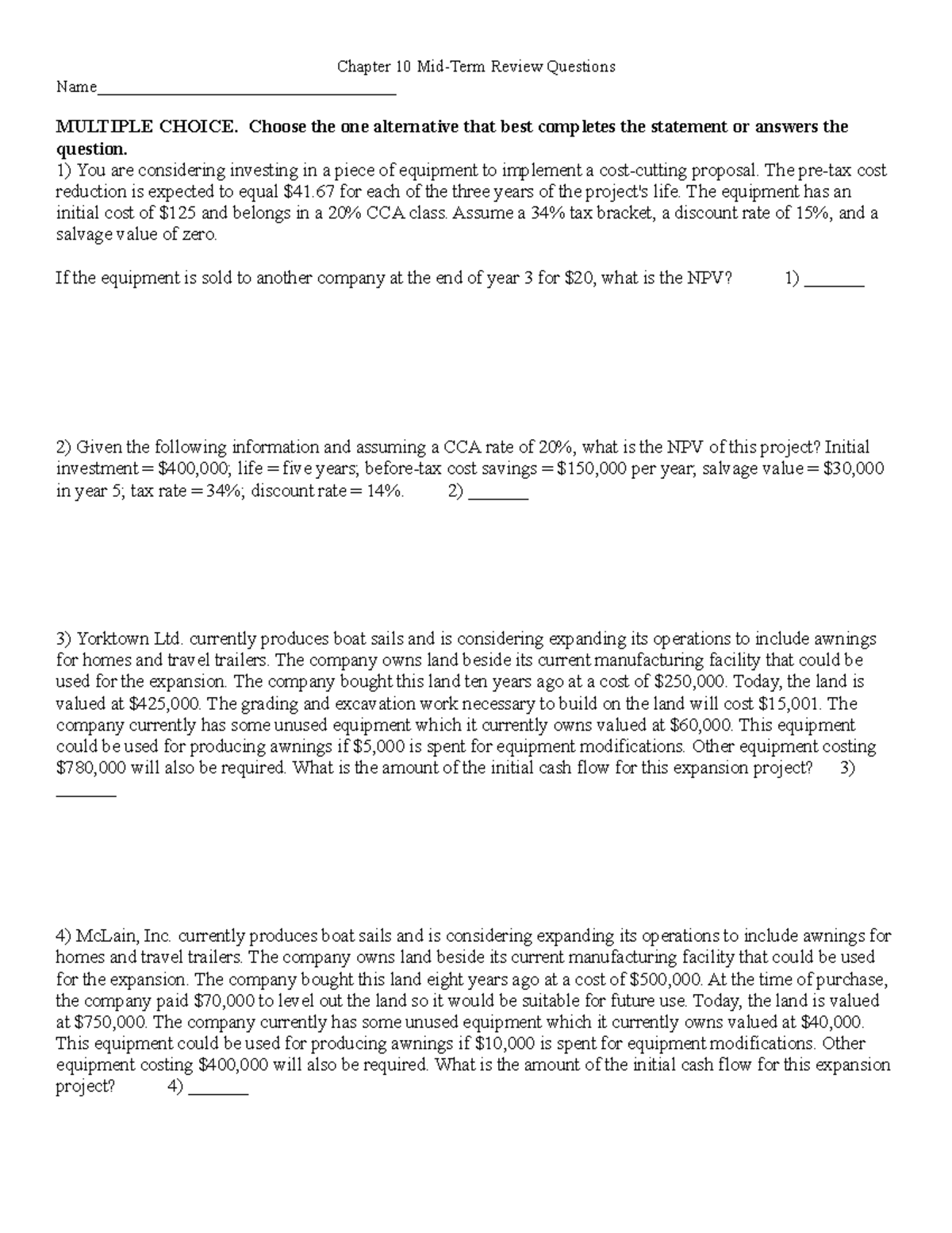 Chapter 10 Mid-Term Review Questions and Answers - Studocu