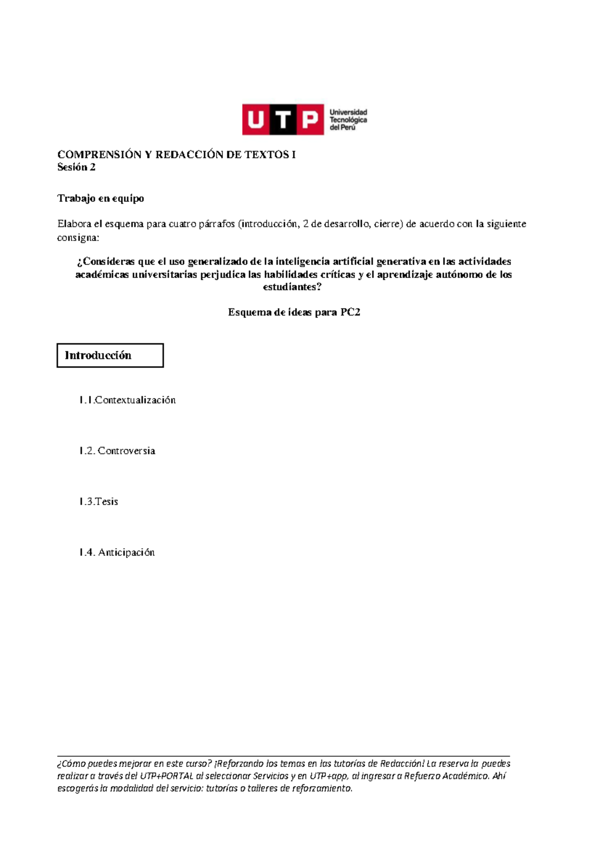 Esquema de Párrafos para PC2: Impacto de la IA en Aprendizaje Autónomo ...