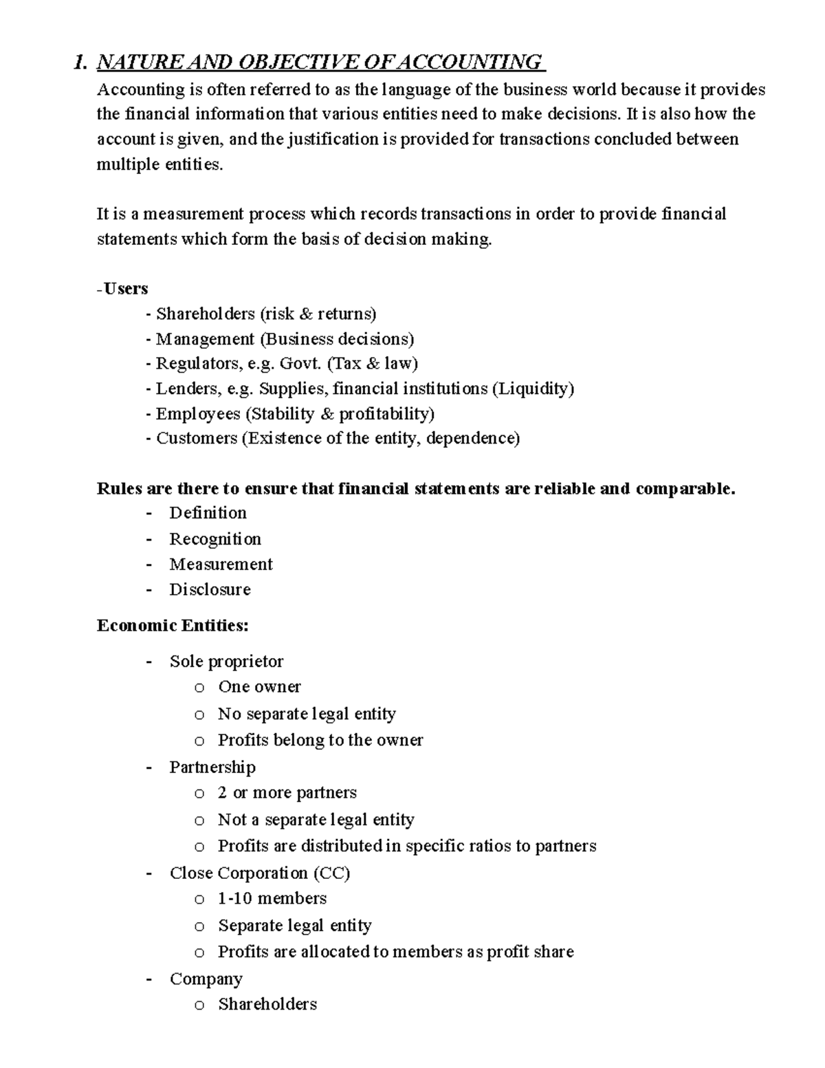 Financial Accounting Final Exam Notes (Fin Acc) - Studocu