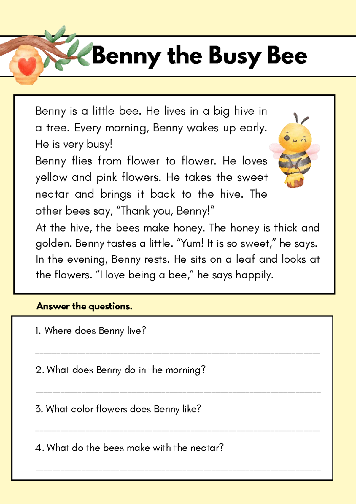 Reading Comprehension Worksheet: Fun Stories & Questions 20260313 - Studocu