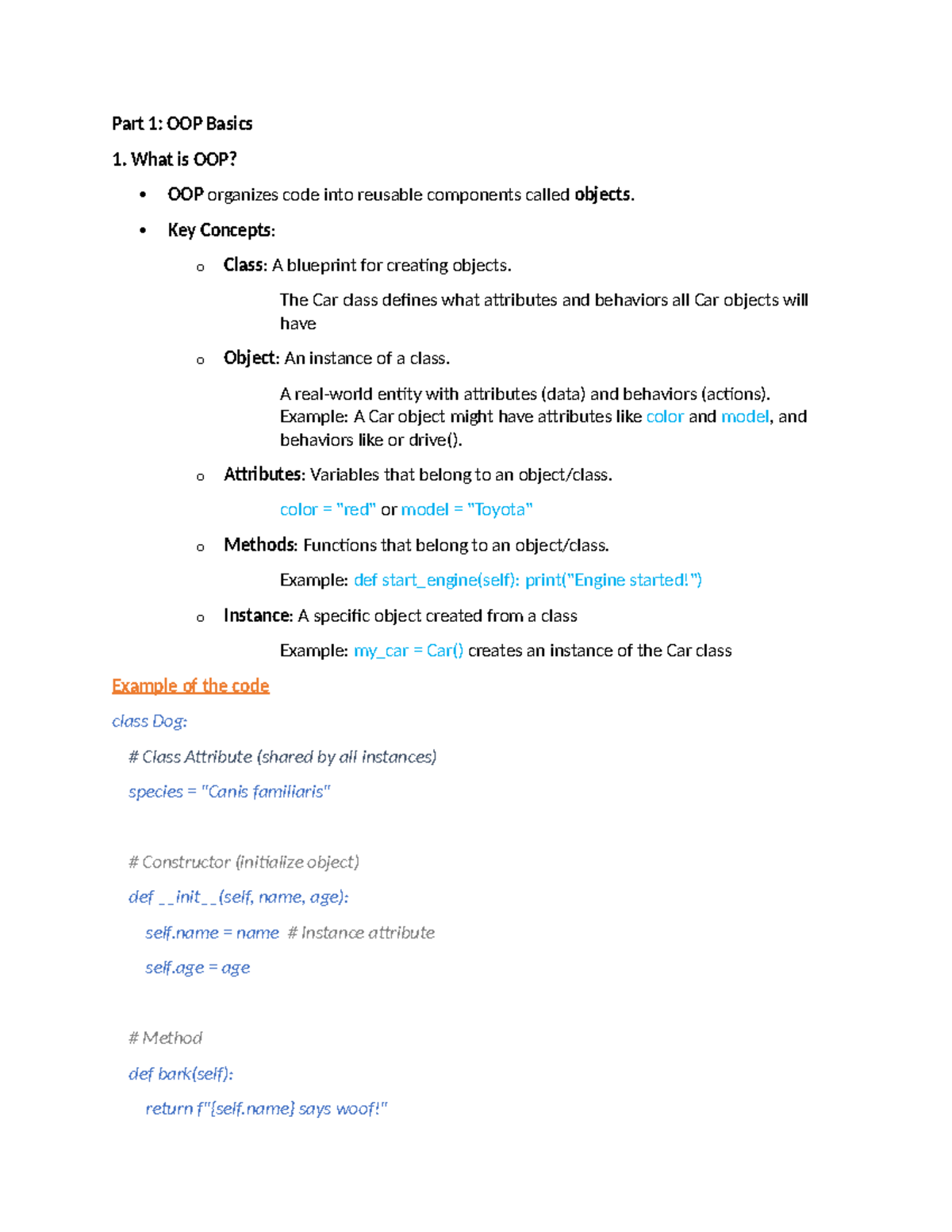OOP basics: Understanding classes, objects, and inheritance - Studocu
