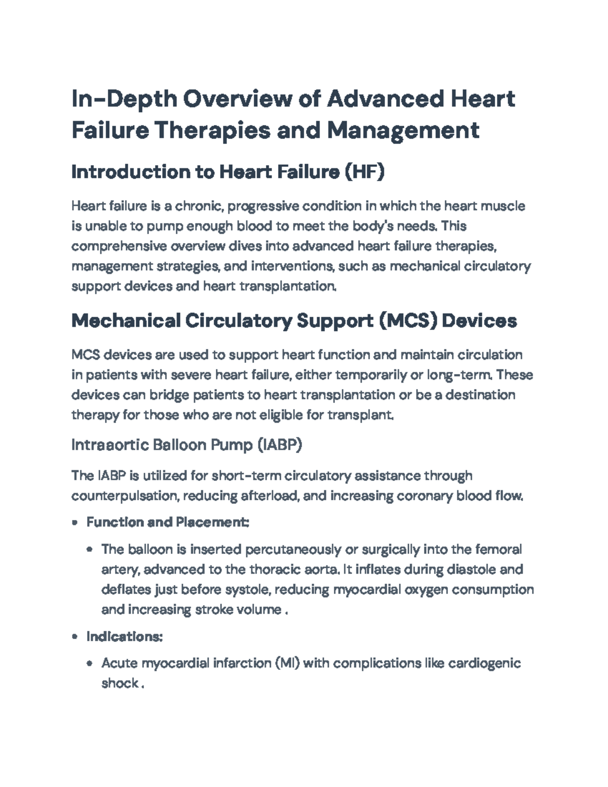 Comprehensive Overview of Heart Failure Management and Therapies - In ...